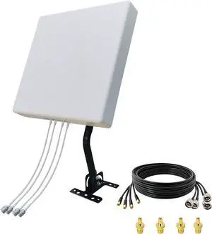 SIGNALPLUS External 4x4 MIMO Antenna for T-Mobile, Panel Antennas with SMA TS-9 10meters Cable/J-Mount Pole (Full Kit)