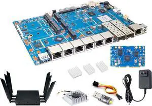 Banana Pi BPI-R4 Pro 8X/4E WiFi 7 Wireless Dual-Band WiFi Router Board OpenWRT, MediaTek MT7988A (Filogic 880) 30K DMIPS SoC - 2X 10GbE SFP&RJ45, 4X 2.5GbE LAN for NAS Smart Home Gateway (Bundle3, 8X)