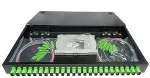 TXWTXPJ-24-Port SC APC Singlemode Fiber Enclosure, 24-Core Rack Mount Enclosure with Splice Trays, Couplers & Pigtails for 19" Cabinets