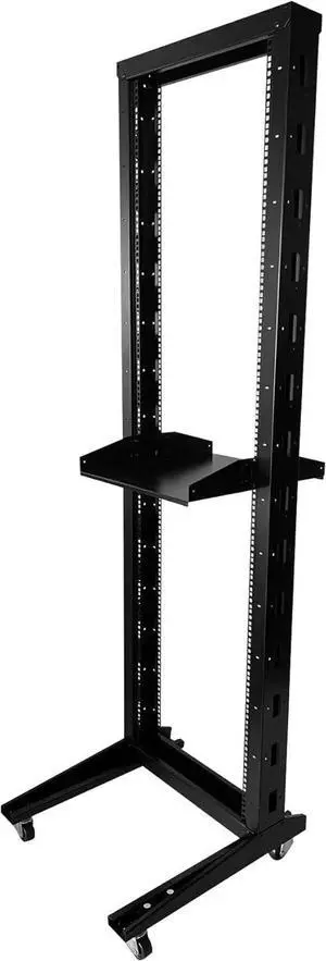 2 Post 38U Open Frame Server Rack 2-Post Server Rack Network Rack,with Movable castersComes with 2 Center Trays,for 19 Inch Equipment, Networking Data & IT Devices,1020lbs Weight Capacity(2P-DL-38)