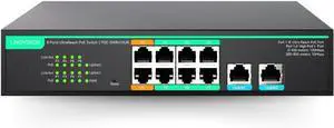 LINOVISION 8 Ports UltraReach PoE Switch Max 2600ft (800m) Long-Range PoE, 2 High PoE+ Ports, Remote Cloud Managed, Built-in 130W Power Supply for IP Cameras, PTZ, Access Points, and VoIP Devices