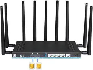 Dual SIM Card 5G Router 2*SIM Wifi6 3000Mbps Openwrt DDR4 1GB 4*LAN USB3.0 5G Modem MU-MIMO 4T4R Antenna WiFi Booster