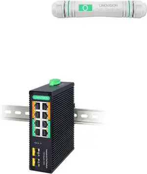 LINOVISION Industrial 8-Port Full Gigabit POE++ Switch and Gigabit Outdoor PoE Extender