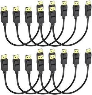 DisplayPort Cable 1 FT 10-Pack, Display Port to Display Port Cable, Gold-Plated, Supports 4K@60Hz, 2K@165Hz, Compatible for Monitor, Computer, Laptop, Graphics Card, Docking Station