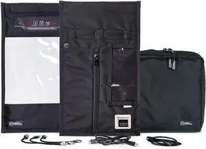 Mission Darkness Window Charge & Shield Faraday Bag for Phones // Includes USB Filter, Transparent Window, and Cable Set for Data Extraction and Charging Devices While Shielded from RF Signals