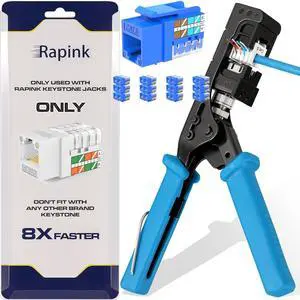 Rapink RJ45 Keystone Jack Cat6 25 Pack & Peed Keystone Jack Tool