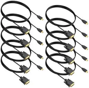 HDMI to DVI Cable 6FT, Bi-Directional HDMI Male to DVI-D(24+1) Male Cable, 4k @30HZ (10, 6FT)