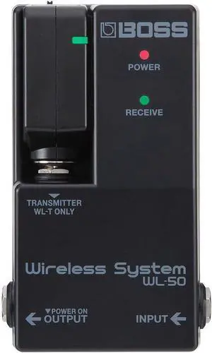 BOSS WL-50 Guitar Wireless Virtual Cable for Pedalboards | Plug-and-Play Wireless System in a Pedal-Size Format | for Guitar, Bass and Other Electronic Instruments | Built-in Cable Tone Simulation
