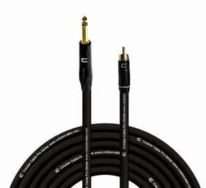 COLUBER CABLE 1/4" TS Male to RCA Male - 75 Feet - Black - Pro 3-Pin Microphone Connector for Powered Speakers, Audio Interface or Mixer for Live Performance & Recording