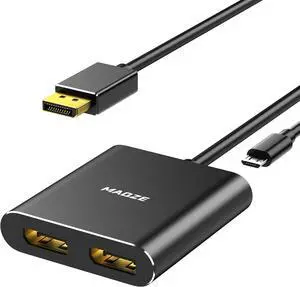 DisplayPort Splitter, 4K@60Hz DisplayPort to Dual displayPort Adapter, Display Port MST Hub for Dual Monitors, DP 1.4 Splitter 1 in 2 Out for Desktop, Laptop,Extend Display