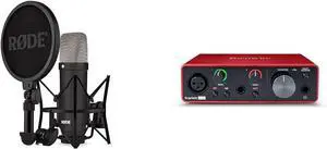 RØDE NT1 Signature Series Condenser Microphone with SM6 Shockmount and Pop Filter - Black & Focusrite Scarlett Solo 3rd Gen USB Audio Interface