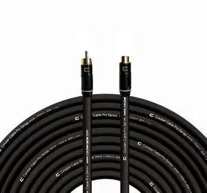 COLUBER CABLE RCA Male to RCA Female - 100 Feet - Black - Pro 3-Pin Microphone Connector for Powered Speakers, Audio Interface or Mixer for Live Performance & Recording