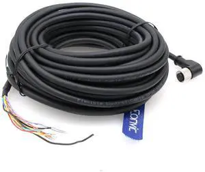 Eonvic Cognex Camera 24V Power I/O Cable CCB-PWRIO Right Angle M12 12 Pin Female A Code to Open for in Sight 2000 Series Visual Sensors in Sight 7000 8000 (20M)