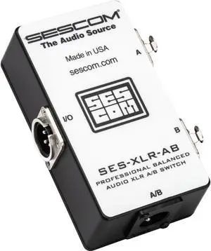 Sescom SES-XLR-AB Balanced Audio Pro Grade XLR A/B Passive Switch, 2 Female XLR to 1 Male XLR Sescom SES-XLR-AB Balanced Audio Pro Grade XLR A/B Passive Switch, 2 Female XLR to 1 Male XLR