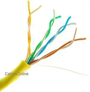 CablesOnline 250ft CAT5e 100% Pure Copper RJ45 350Mhz UTP Solid Ethernet Cable Spool, Yellow, U-B250Y