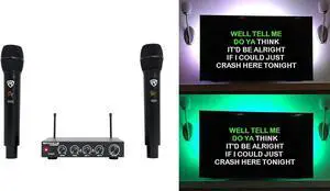 Rockville RKI65BT Dual UHF Wireless Microphones+Bluetooth Karaoke Mic Interface Bundle with NYC Acoustics USB RGB LED Light Strip to Backlight Your TV/Monitor with Remote