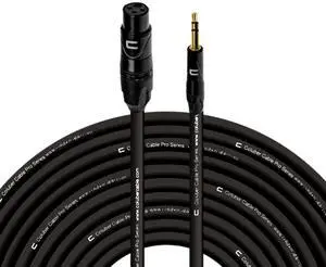 Balanced XLR Female Cable to 3.5 TRS Male - 100 Feet Black - Pro 3-Pin Microphone Connector for Powered Speakers, Audio Interface or Mixer for Live Performance & Recording Balanced XLR Female Cable to 3.5 TRS Male - 100 Feet Black - Pro 3-Pin Microphone Connector for Powered Speakers, Audio Interface or Mixer for Live Performance & Recording