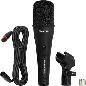 Superlux Professional Dynamic Vocal Microphone Wired for Singing, Premium Directional Sound Capture with Low Handling Noise & 23ft XLR Audio Cable, Live Stage, Podcasts, Karaoke & Studio Recording