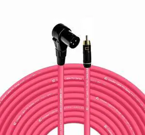 COLUBER CABLE Right Angle XLR Male to RCA Male - 150 Feet - Pink - Pro 3-Pin Microphone Connector for Powered Speakers, Audio Interface or Mixer for Live Performance & Recording COLUBER CABLE Right Angle XLR Male to RCA Male - 150 Feet - Pink - Pro 3-Pin Microphone Connector for Powered Speakers, Audio Interface or Mixer for Live Performance & Recording