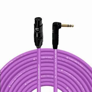 Balanced XLR Cable Female to Right Angle 1/4" TRS - 100 Feet Purple - Pro 3-Pin Microphone Connector for Powered Speakers, Audio Interface or Mixer for Live Performance & Recording Balanced XLR Cable Female to Right Angle 1/4" TRS - 100 Feet Purple - Pro 3-Pin Microphone Connector for Powered Speakers, Audio Interface or Mixer for Live Performance & Recording