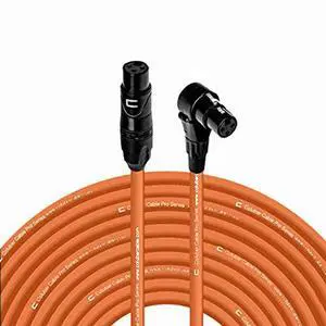 Balanced XLR Cable Female to Right Angle XLR Female - 100 Feet Orange - Pro 3-Pin Microphone Connector for Powered Speakers, Audio Interface or Mixer for Live Performance & Recording Balanced XLR Cable Female to Right Angle XLR Female - 100 Feet Orange - Pro 3-Pin Microphone Connector for Powered Speakers, Audio Interface or Mixer for Live Performance & Recording