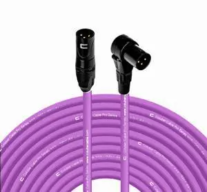 Balanced XLR Cable Male to Right Angle - 150 Feet Purple - Pro 3-Pin Microphone Connector for Powered Speakers, Audio Interface or Mixer for Live Performance & Recording Balanced XLR Cable Male to Right Angle - 150 Feet Purple - Pro 3-Pin Microphone Connector for Powered Speakers, Audio Interface or Mixer for Live Performance & Recording