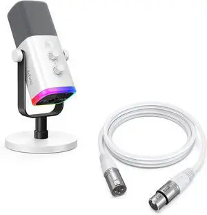 FIFINE Gaming Dynamic Microphone with XLR Cable Set, RGB USB Microphone with Gain Knob, 3.5mm Headphone Jack and 10ft Microphone Cable for Podcasting,Streaming- AM8W+L9W FIFINE Gaming Dynamic Microphone with XLR Cable Set, RGB USB Microphone with Gain Knob, 3.5mm Headphone Jack and 10ft Microphone Cable for Podcasting,Streaming- AM8W+L9W