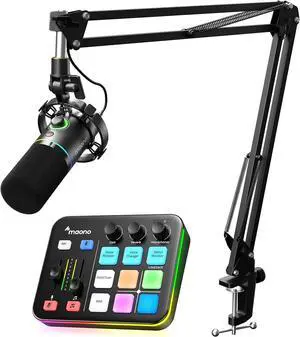 MAONO Podcast Equipment Bundle: Audio Interface and USB/XLR Dynamic Microphone-MaonoCaster G1 NEO+PD200XS Black MAONO Podcast Equipment Bundle: Audio Interface and USB/XLR Dynamic Microphone-MaonoCaster G1 NEO+PD200XS Black