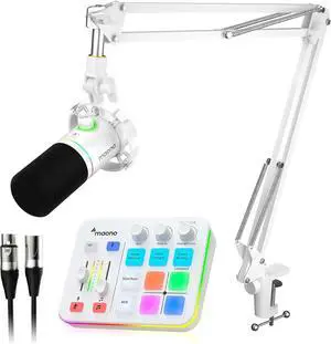 MAONO Podcast Equipment Bundle: Audio Interface and USB/XLR Dynamic Microphone-MaonoCaster G1 NEO+PD200XS White+XLR-180 MAONO Podcast Equipment Bundle: Audio Interface and USB/XLR Dynamic Microphone-MaonoCaster G1 NEO+PD200XS White+XLR-180