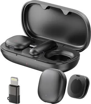 Phone Microphone AI Noise Filter - Mini Go 2 Wireless Lavalier Microphones for iPhone 17 Android with Charging Case Lapel Mic for Content Creators Vlogging Video Audio Recording 48kHz/24bit