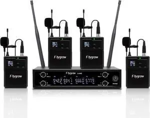 4 Channel UHF Lavalier Microphone with Bodypack Transmitter, Wireless Lapel Mics, 4x34 Adjustable Frequencies, 275ft Range for Karaoke, Singing, Church, Party, PA Speaker Mixer Recording