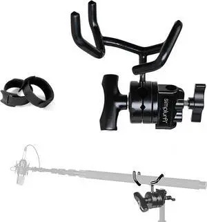 Microphone Boom Pole Mounting Kit with Cradle and 2.5-inch Grip Head - Sturdy Metal Holder for C-Stands and Mic Stands - Audio Recording and Boompole Support - black Microphone Boom Pole Mounting Kit with Cradle and 2.5-inch Grip Head - Sturdy Metal Holder for C-Stands and Mic Stands - Audio Recording and Boompole Support - black