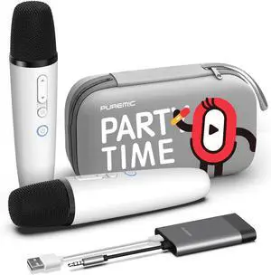 Tesla Karaoke Microphone for Tesla with Portable Case, Car Karaoke Microphone with USB A Receiver for Tesla Model Y/3/S/X, Wireless Singing Mic with 3.5mm Jack for Cars, Speakers (2 Mics+1 Case)