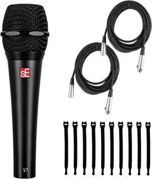 Briskdrop sE Electronics V7 Black Dynamic Supercardioid Handheld Microphone, Black - Bundle with 2 XLR Cables and 10 Cable Ties Briskdrop sE Electronics V7 Black Dynamic Supercardioid Handheld Microphone, Black - Bundle with 2 XLR Cables and 10 Cable Ties