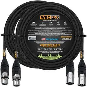 2 Units - 100 Foot - WBC-PRO-Quad Ultra-Silent Ultra-Flexible Balanced Star-Quad Cable with Amphenol Male & Female XLR Plugs & Black Tweed Jacket