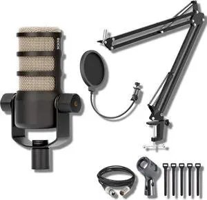 Rode PodMic Cardioid Dynamic Broadcast Microphone with StreamEye BOOMARM1 Microphone Boom Arm, Pop Filter and XLR Cable Rode PodMic Cardioid Dynamic Broadcast Microphone with StreamEye BOOMARM1 Microphone Boom Arm, Pop Filter and XLR Cable