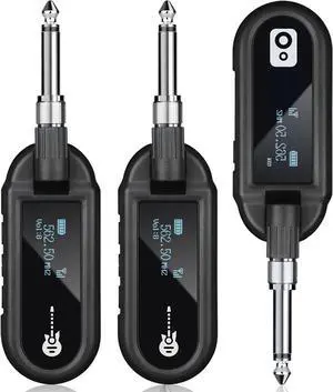 EBJ Wireless Guitar System UHF Wireless Guitar Transmitter Receiver Rechargeable Audio Wireless Transmitter Receiver 20-Channel bass Electric Guitar Electronic Organ (2-Channel)