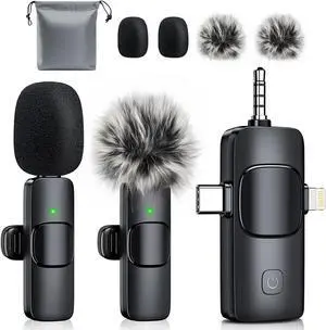 3-in-1 Mini Microphone for iPhone: Wireless Lavalier Microphones for iOS/Android Devices/Camera - Noise Reduction Lapel Mic - Clip on Mic for Video Recording, Multifunctional 3-in-1 Mini Microphone for iPhone: Wireless Lavalier Microphones for iOS/Android Devices/Camera - Noise Reduction Lapel Mic - Clip on Mic for Video Recording, Multifunctional