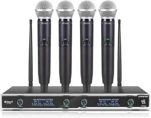 D Debra Audio D-440 UHF 4-Channel Wireless Microphone System with 4 Cordless Mics, Home Karaoke KTV Set, Ideal for Party, Church, Weddings, Stage, DJ, Outdoor, 300 Ft (4 Handheld)