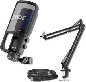 Rode NT-USB+ USB Condenser Microphone with Rode SC27 Black USB-C to USB-C Cable and StreamEye Adjustable Boom Arm Rode NT-USB+ USB Condenser Microphone with Rode SC27 Black USB-C to USB-C Cable and StreamEye Adjustable Boom Arm