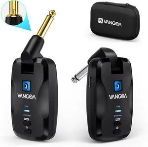 Vangoa Wireless Guitar System with Storage Case, 2.4Ghz Rechargeable Audio Wireless Guitar with Mute Plug 4 Channels for Bass Electric Instruments