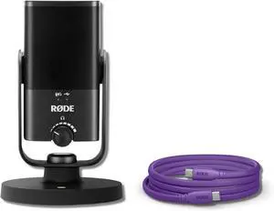 Rode NT-USB Mini USB Microphone for Podcasting, Streaming, Gaming and Vocal Recording with Rode SC17-Purple USB-C to USB-C Cable (5') Rode NT-USB Mini USB Microphone for Podcasting, Streaming, Gaming and Vocal Recording with Rode SC17-Purple USB-C to USB-C Cable (5')