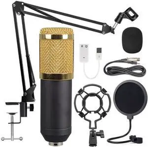 USB Hanging Condenser Microphone Set,192KHz/24Bit Gaming Microphone, PC Mic for Streaming,Online Class Live,YouTube,Tiktok,Ins,Podcasts,Recording,Mic or Mac/PS4/PS5Gold USB-BM800