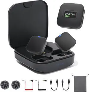 S8 Pro Mini Lavalier Wireless Microphone for iPhone,USB C Phone,Camera,Laptop,48KHz 24Bit Digital/Analog Output,Noise Canceling,30H Battery Tiny Clip/Magnet Mic for Video Recording,Filming