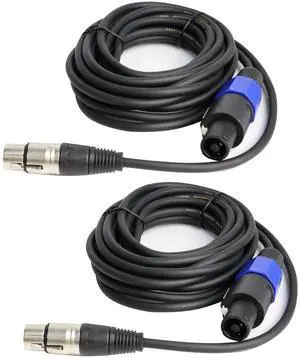 30 Feet Pack of 2 Speakon to XLR Cables - 2 PCS 3 Pole XLR Female to SpeakOn Male Cable - Twist Lock 3 Pin Microphone to Loudspeaker PA DJ Audio Wire (30Ft, 2 Packs)