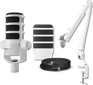 Rode PodMic USB Dynamic Broadcast Microphone (White) with Rode PSA1+ White Broadcast Microphone Boom Arm, WS14 Pop Filter, SC27 USB-C to USB-C Cable and XLR Cable Rode PodMic USB Dynamic Broadcast Microphone (White) with Rode PSA1+ White Broadcast Microphone Boom Arm, WS14 Pop Filter, SC27 USB-C to USB-C Cable and XLR Cable