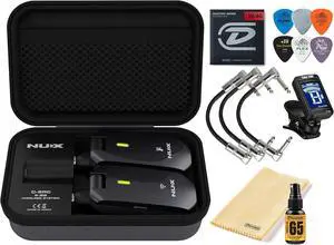 NUX C-5RC Wireless Guitar System 5.8GHz Transmitter and Receiver Auto Match, Charging Case with Tonebird MXR Patch Cable, Dunlop String Bundle