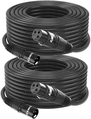 XLR Cable Microphone Cable 100 Feet 2 Pack Premium Balanced Mic Cable Pure Copper Conductors Male to Female 3 Pin XLR Microphone Cable