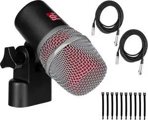 Briskdrop sE Electronics - V Beat Snare/Drum Supercardioid Dynamic Microphone Bundle with 2 XLR Cables and 10 Cable Ties, Gold Briskdrop sE Electronics - V Beat Snare/Drum Supercardioid Dynamic Microphone Bundle with 2 XLR Cables and 10 Cable Ties, Gold