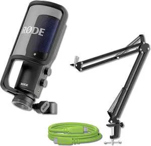 Rode NT-USB+ USB Condenser Microphone with Rode SC27 Green USB-C to USB-C Cable and StreamEye Adjustable Boom Arm Rode NT-USB+ USB Condenser Microphone with Rode SC27 Green USB-C to USB-C Cable and StreamEye Adjustable Boom Arm